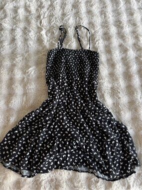 Black Mini Sun Dress with White Butterfly Print